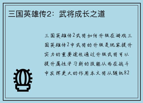 三国英雄传2：武将成长之道